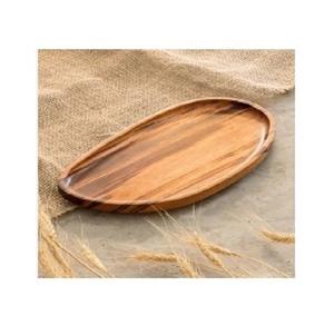 Bandeja de servicio de forma ovalada de madera orgánica hecha a mano moderna para el hogar y el hotel, uso en restaurante, bandeja de comida atractiva y decorativa - Product Image 1