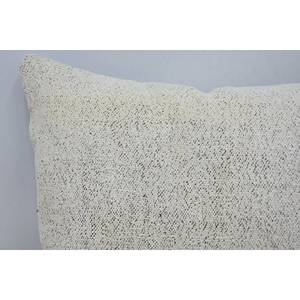 Oreiller en laine brodée Kantha beige de 20x28 pouces avec technique tissée à motif de toile vintage - Product Image 2