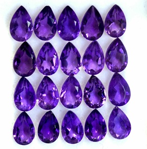 Ametyste violette naturelle indienne, forme poire, pierre précieuse en vrac, tailles calibrées, taille à facettes, Coscatl Exports, évaluée par un tiers - Product Image 6