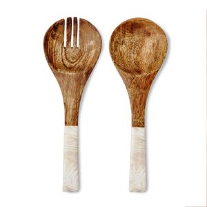 Servidores de ensalada Set 2 Mango Wood WOODEN SALAD SERVER SET DE 2 ARTÍCULO DE COCINA ÚNICO HECHO A MANO - Product Image 1