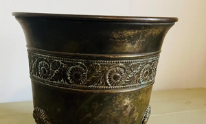 Jardinière ronde en métal, fer, cuivre, antique, faite à la main, design fantaisie, pour la décoration de jardin et de restaurant - Product Image 6