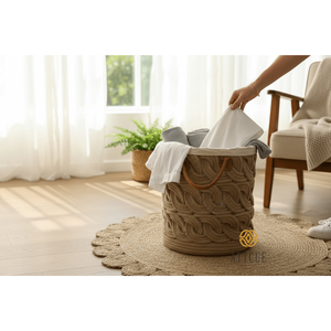 Tapis rond en corde de jonc de mer de 90 cm de diamètre avec bords festonnés, tissé à la main, tapis de sol naturel bohème pour la maison - Product Image 5
