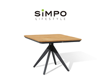 Ensemble de salle à manger d'extérieur moderne de luxe SIMPOLIFESTYLE, table carrée en aluminium et teck pour jardin et balcon, résistante aux UV et imperméable