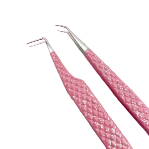 Pince à épiler pour poupée à paillettes, 90 degrés, 45 degrés, vente en gros de pinces d'extension de cils à poignée diamantée en acier inoxydable, durable - Product Image 4