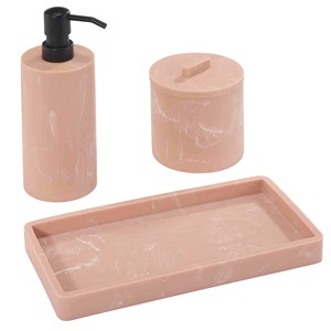 Ensemble de salle de bain en céramique de velours rose de qualité supérieure rangement élégant polyvalent parfait pour la vanité de l'hôtel à la maison et les essentiels quotidiens - Product Image 3