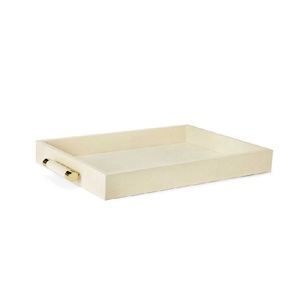 Bandeja de servicio de madera de cuero de precio al por mayor con alta calidad hogareña para bandeja de servicio de mesa de cuero de madera con forma rectangular de Hotel - Product Image 1