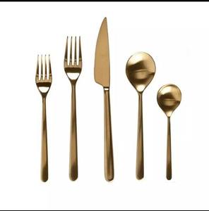 Juego de Cubiertos de Acero Portátiles, Cuchara de Latón para Bodas de la India y Tenedor de Metal, Cubiertos de Acero Espejado, Cuchillos de Cocina con Incrustaciones de Hueso - Product Image 5