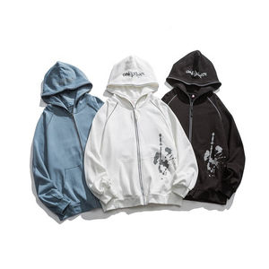 Cotton Fleece Full Face <b>Zip</b> <b>up</b> Hoodie Essentials Unisex Blank Silk Screen Printed Long Line Gym Hoodies Acid Wash Hoodie - Product Image 5