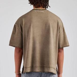 Camisetas Oversize de Hombre con Lavado Ácido, Unisex, Ajuste Holgado, Manga Corta, 100% Algodón, Ropa Casual Urbana Básica al por Mayor - Product Image 3