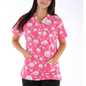 2025 último impreso cuello en V suave médico Scrubs Hospital impreso Scrubs uniforme de enfermera Unisex impreso flor clínica uniforme mujeres - Product Image 6