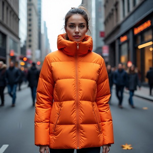 เสื้อแจ็คเก็ตบุนวมแบบถักสำหรับผู้หญิงเสื้อโค้ทผ้าบุนวมกันลมระบายอากาศมีซิปสีทึบ - Product Image 2