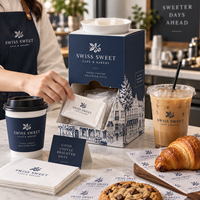 Boîte à condiments pour café personnalisée AT PACK avec logo |   Boîte de présentation pour gobelets de crème jetables pour cafés, salons de thé et plats à emporter