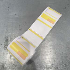 Marah P90 Blank Prescription Labels 3.65'' x 8.85'' RX-Direct Thermal <b>White</b>/Yellow Background Reusable Adhesive 250 Pcs/Roll - Product Image 1