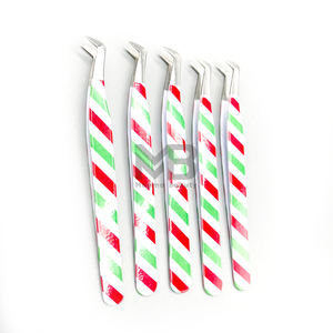 Pinzas de extensión de pestañas con agarre liso recubierto de papel múltiple de volumen de arranque especial, puntas plateadas de acero inoxidable japonés, Etiqueta Privada - Product Image 2