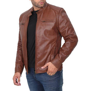 Veste bomber en cuir pour homme personnalisée authentique avec col montant et fermeture éclair Vestes pour homme - Product Image 6