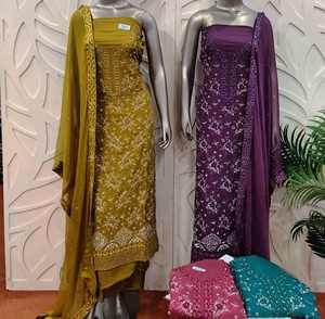 Designer moderne non cousu brodé à la main beaux costumes de qualité supérieure mode indienne traditionnelle Salwar Kameez - Product Image 1