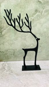 Lot de 3 rennes décoratifs en aluminium pour la maison en stock prêt de 2023 avec revêtement en poudre noire Idéal pour les cadeaux et la décoration de Noël - Product Image 3