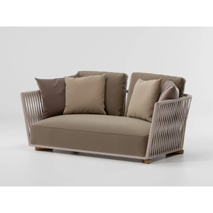 Sofá de 2 plazas fabricado en armazón de aluminio con cuerda tejida en el asiento y el respaldo e incluye cojín para uso interior y exterior - Product Image 5