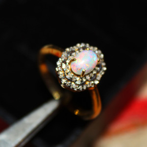 แหวนโอปอลเอธิโอเปียเงินสเตอร์ลิงประดับ925ฝังเพชรชุบทองสำหรับงานแต่งงาน - Product Image 4
