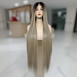 Prix de gros 100% Perruque de cheveux humains vietnamiens os droit Highlight couleur avant perruque de dentelle longue longueur - Product Image 4