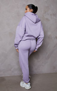 Haute demande 2 pièces femmes surdimensionné poche avant pull à capuche et survêtement à revers ensemble femmes 2 pièces survêtement sweat ensemble - Product Image 3