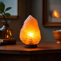Lampe au sel en cristal de l'Himalaya Design Art Déco avec motif abstrait Technique de sculpture Format électrique Style d'amour élégant