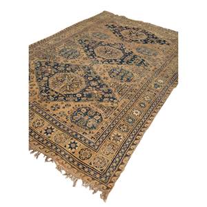 Alfombras de Lana Hechas a Mano Aalam Gold, Tejido Plano de 10 mm, Patrones Rectangulares con Medallón para el Hogar, Sala de Estar y Dormitorio - Paem-1403 - Product Image 2