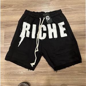 Short à cordes personnalisé Lettres de broderie dégradées Streetwear Short décontracté d'été Short de jogging brodé vieilli - Product Image 3