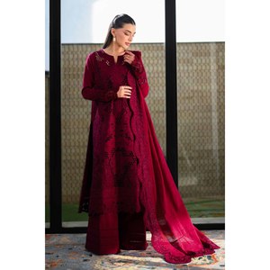 Conjunto ZAIB de 3 Piezas: Camisa de Chifón con Bordado Chikan, Dupatta de Tela Khaddi con Bordado y Pantalones - BIC-4896 - Product Image 1