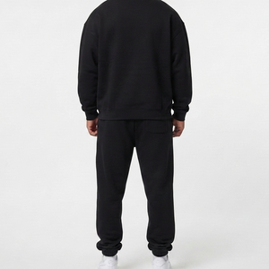 Pantalon de survêtement en coton noir pour homme, taille élastique, décontracté, avec poches latérales, tricoté mi-lourd, coupe droite, idéal pour l'automne - Product Image 5