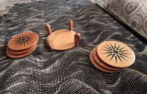 Posavasos de madera Posavasos de resina Tetera Mat Juego de regalo Ideas Decoración para el hogar Juego de posavasos Mesa de café Decoración Café hecho a mano - Product Image 5