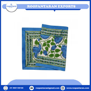 Camino de mesa de lona de algodón puro 100% bordado con estampado de bloque de mano Floral de Pascua 33X120 Cms tamaño personalizable suministro a granel - Product Image 5