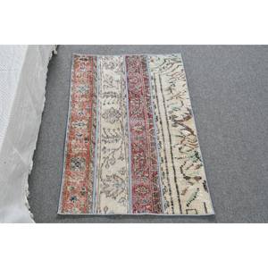 Tapis en Laine Turque Vintage Rouge Beige Patchwork Design 220X330 ft Technique de Tissage Plat pour Décorations de Salon Latex PP - Product Image 1