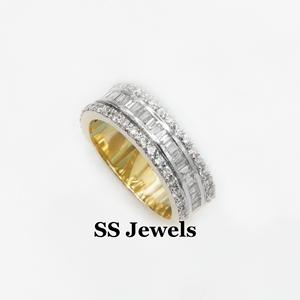 VVS Baguette Moissanite Bague en diamant 925 Argent Canal Réglage Alternant Bande Unisexe Hip Hop Bijoux de mode Look glacé - Product Image 1