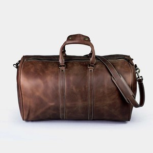 Weekend Duffel transporter bagages chocolat marron sac en cuir véritable grande capacité résistant à l'eau fermeture à glissière compartiment à chaussures - Product Image 2