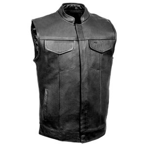 Chaleco de motorista de lana Reversible a la moda para hombre, Chaleco de cuero personalizado bordado con patrón sólido transpirable para moto para otoño - Product Image 6