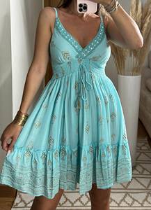 Precios de fábrica para el verano Sin mangas Cuello en V Bohemio Maxi Vestido Sólido Estilo casual con diseño floral Mini Vestido de estilo bohemio - Product Image 2