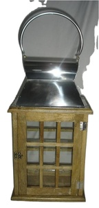 Linternas de madera más vendidas en acabado natural con cabeza de acero inoxidable y cabeza de madera para decoración del hogar y de Navidad - Product Image 2