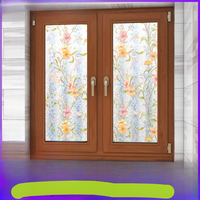 Statische Haftfolie mit Blumenmuster, dekorativer Sichtschutzaufkleber für Zuhause, Büro, Türdekoration, DIY-Design, Glasfensteraufkleber