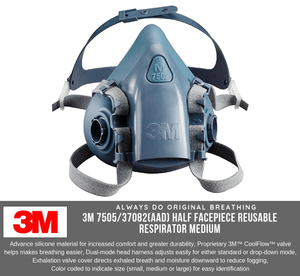 Demi-masque 3M 7502/37081 (AAD) offrant une protection respiratoire confortable et durable. - Product Image 3