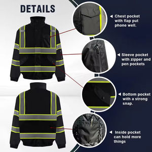 Veste de travail d'hiver robuste personnalisée pour hommes haute visibilité imperméable à l'eau Construction industrielle haute visibilité pour les vêtements de travail en plein air - Product Image 6