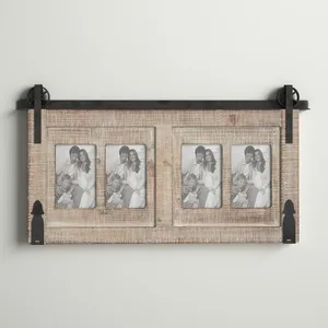 Trendy Wood 4 Slot Wall <b>Photo</b> <b>Frame</b> with Metal Accent <b>Collage</b> <b>Frame</b> Wall Decor - Product Image 4