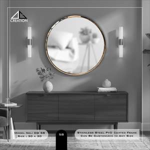 Miroir de salle de bain contemporain avec cadre en acier inoxydable revêtu de PVD, réflexion claire pour les espaces intérieurs modernes, en provenance d'Inde - Product Image 5