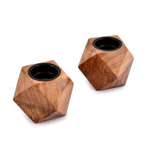 Decorative Object Metal Xmas Tree And Reindeer Figurine <b>Tealight</b> <b>Candle</b> Jar Holder Wooden Base Christmas Gifts & Crafts For Home - Product Image 6