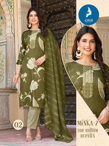 Dernière mode Maruti traditionnelle colorée femmes Chanderi Kurti Capsul feuille imprimée Dupatta mariage toutes saisons fantaisie nouveau style - Product Image 3