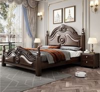 Ensemble de meubles de chambre à coucher en bois de teck massif, style européen moderne du milieu du siècle, personnalisé, en cuir, de luxe, pour hôtel