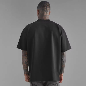 T-shirts unis col rond épaule tombante T-shirts pour hommes 100% coton biologique avec logo personnalisé et impression graphique - Product Image 6