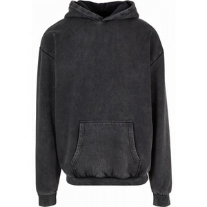 Sweat-shirt à capuche tendance pour homme, personnalisé OEM, effet délavé, 100 % coton, coupe oversize, en polaire, avec poche brodée en relief, collection hiver 2024 - Product Image 1