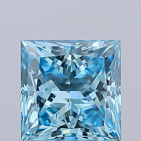 Diamant de laboratoire de 1,06 carat, certifié IGI, taille princesse, bleu vif avec nuances vertes, clarté VVS2, polissage excellent