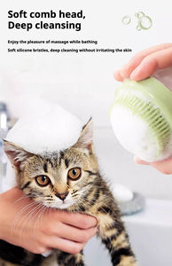 Brosse de massage en silicone pour animaux de compagnie pour chiens, chats et lapins avec poignée ergonomique antidérapante et poils doux pour un nettoyage en profondeur - Product Image 3